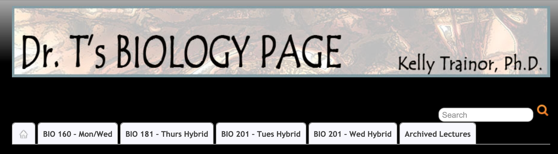 Dr. T's Biology Page website with links to Biology courses.
